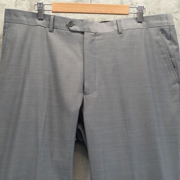 Berragamo Elegant Mens Sz 40/28 Gray 100% Wool Flat Front Dress Pants Slacks - Picture 6 of 9
